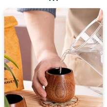 碳化紅棗木功夫茶杯 創意木製茶具杯 大肚杯 - 棕色 - 查看 6