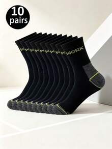 20 Pairs Men's WORK Work Socks, Thickened Wear-Resistant Protective Socks, Sweat-Absorbent Multi-Pack Long Work Socks - Multicolor - View 14