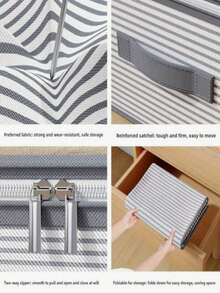 1/2pcs Large Capacity Striped Underbed Storage Bags, Large Opening Design Transparent Flip Cover Clothing Storage Bags, Blanket Bedding And Clothing Storage Boxes, College Dorm Essentials, More Underbed Storage Space, Storage Room Organization And Storage - Multicolor - View 4