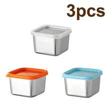 1/3pcs Stainless Steel Mini Sealed Containers, Tomato Salad Sauce Small Boxes With Lids, Portable Outdoor Dip Sauce Cups - Multicolor - View 16