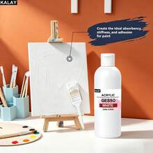 Kalay Professional Grade Gesso Surface Treatment Medium, Oil/Acrylic Painting Canvas Liquid Primer, Mixable With Professional Acrylic Paints And Mediums, 60/250ML Transparent/White - 1 Item - View 8