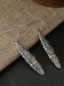 Gmzalx Minimalist Geometric Pattern Long Dangle Earrings, Spiral Cone Pendant Earrings, Daily Outfit Accessory And Birthday Gift - Two-color - View 6