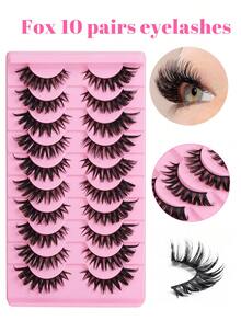 10 Pairs Fox Style False Eyelashes, DIY Eyelashes, Natural Style Soft And No Shedding, Suitable For Beginners Daily Makeup - View 8