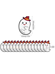 100/50pcs Halloween Lollipop/Candy Decorative Paper Cards - Creative DIY Pumpkin & Ghost Designs, Suitable For Halloween Party Gift Packaging And Decoration - Multicolor - View 10