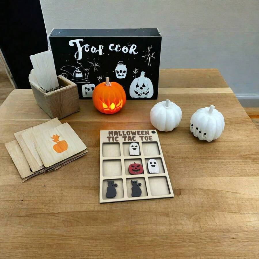 創意萬聖節井字棋盤 3D 迷你可愛幽靈南瓜造型遊戲棋子,節日趣味裝飾擺件,多人對戰棋盤遊戲,含 25 款不同風格棋子 - 棋盤遊戲 - 查看 1