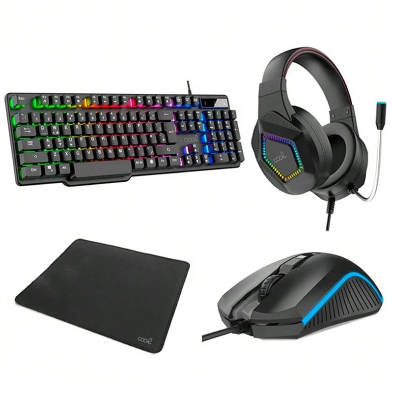Teclado Pack Gaming USB Español + Auriculares + Ratón + Alfombrilla COOL Town - Ver 1