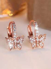 1pc Elegant Cubic Zirconia Hoop Earrings Women Wedding Anniversary Accessory Gift - 1# - View 2