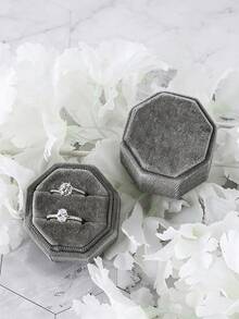 1pc Velvet Ring Box, Hexagonal 3-Slot Ring Box, Suitable For Wedding Ceremony, Can Hold Multiple Rings, White Engagement Wedding Commemorative Box, Wedding Ring Storage Box, Engagement Ring Organizer Box - Multicolor - View 37
