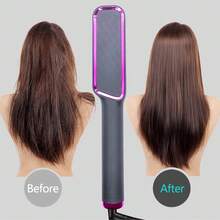 LUYAO Multifunctional Straightening Brush, Heat-Resistant Electric Comb, Anti-Scald Ceramic Straightening Brush, Fast Heating, Suitable For Home And Salon - Grey - View 10