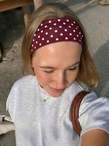 3pcs Women's Polka Dot Soft Elastic Fabric Non-Slip Retro Headbands, Suitable For Daily Fitness Yoga Casual, All Season Wear - Multicolor - View 2