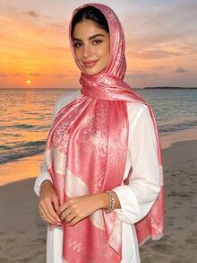 1pc Elegant Luxury Gold Thread Jacquard Hijab, Versatile Floral Pattern Tasseled Shawl Scarf For Women, Suitable For All Seasons For Dress - Multicolor - View 25
