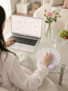 Fashion Heart-Shaped Bow Mouse Pad With Wrist Rest, Cute Ergonomic Wrist Support, Suitable For Girls, Applicable To Office Desk, Laptop And Keyboard, Perfect For Desktop, Office Or Room Decor, Laptop Mouse Keyboard > Bluetooth Office Desk Area, Computer Peripherals Computer Accessories, Hour Gaming Keyboard Setup - View 3