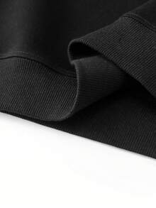 Women's Minimalist Black Contrast Stripe Letter Print Simple Personalized Versatile Loose Casual Comfortable Home Daily Commute Crew Neck Long Sleeve Sweatshirt - Black - View 10
