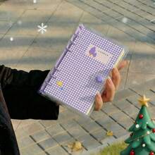 New Minimalist A6 Transparent Grid Loose-Leaf Notebook Planner Sketchbook Homework Book Large Capacity Comfortable Grip Detachable Lined Notebook For Middle School And High School Students Portable Diary Journal Error Correction Notebook - A - View 13