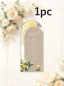 Custom 1pc/24pcs/48pcs Personalized Wedding Menu Cards, Customized Wedding Dinner Menu, Elegant Minimalist Floral Design, Wedding Table Decor, Customizable Event Menu Cards, Personalized Cards, Suitable For Wedding Banquets, Wedding Parties, Minimalist Wedding Table Decor - Arched Menu 8x18cm - View 24