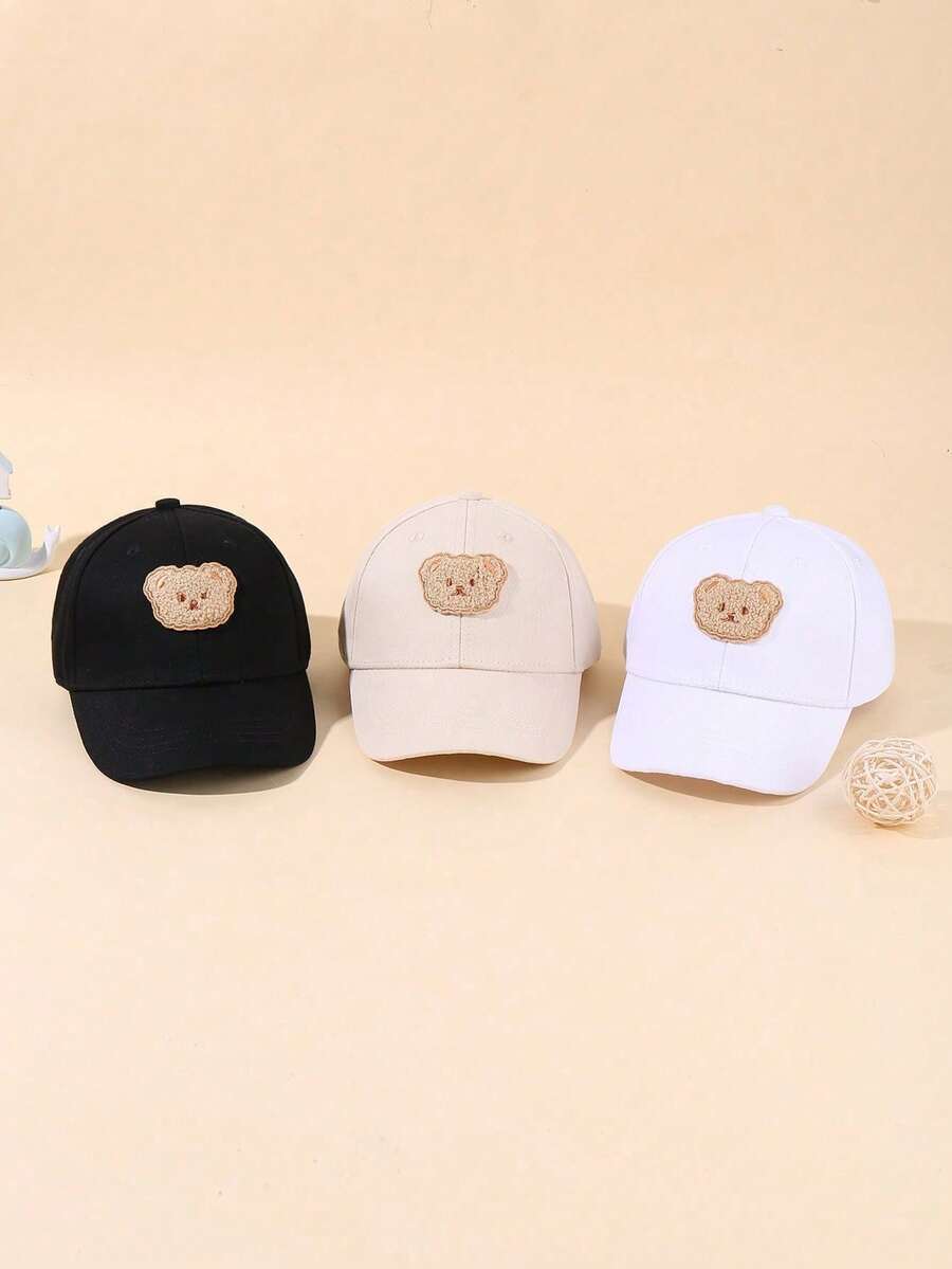 3pcs/Set Baby Spring/Autumn Cute Animal Head Print Baseball Caps, Suitable For Outdoor Sun Protection, Casual And Daily Party - Multicolor - View 1