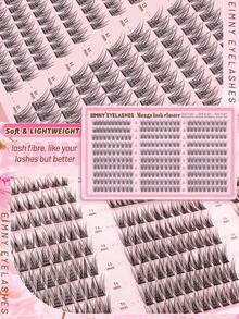 Eimny 300pcs Manga Lash Clusters Kit, 10-16mm D Curl DIY Eyelash Extensions, Natural Wispy Spiky Cat Eye Lashes , Super Easy To Apply, False Lashes For Beginners, Daily & Party Use, Lightweight & Comfortable - C - View 3