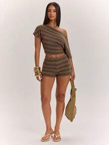 Women Two-Piece Outfits - 咖啡棕色 3 - 查看 1