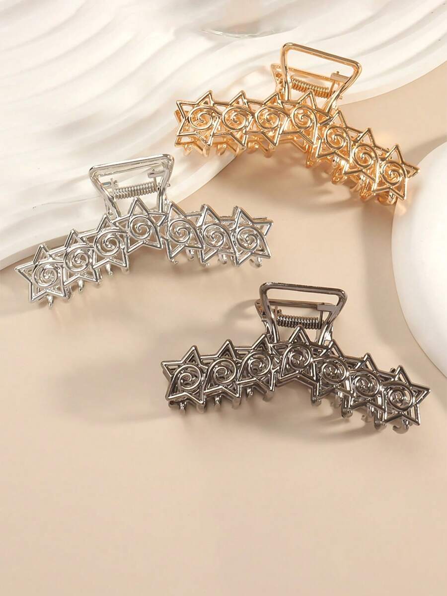 Haarklammer mit Stern-Umriss aus Metall in voller Reihe, leichte Haarspange für ganztägiges Tragen, perfekt für Hochzeitsgäste, Brautjungfern & lässige Reise-Outfits