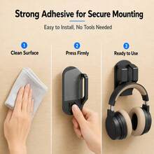 1pc Desktop Headphone Stand, No Drilling Required, Adhesive Headphone Hook, Wall-Mounted Bracket Suitable For All Headphones, Student Dorm And Computer Setup PC Gaming Accessory - Multicolor - View 3