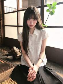 Women's Solid Color Pleated Casual Versatile Daily Outing Shirt Summer White - White - View 5