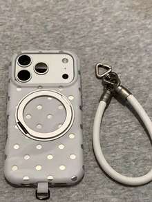 磨砂大理石波點 IMD 手機殼，適用於 Apple 17 Pro Max、16 新機、鍍金 15 Pro，附掛繩，14 Pro Max 全包防摔保護殼，女款，13 - 白色 - 查看 3