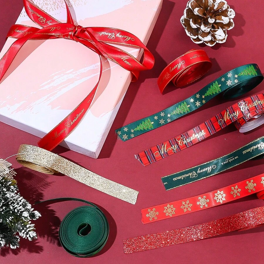 5 Yards 16mm Christmas Colorful Polyester Ribbon For Bouquet Packaging Diy Craft Party Wedding Decoration And Jewelry Making Accessories - A - View 1
