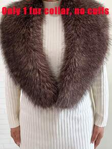 Faux Fur Collar Cuffs Set Winter Fluffy Shawl, 3 Options: Collar+Cuffs / Single Collar / Cuffs Only - Multicolor - View 18