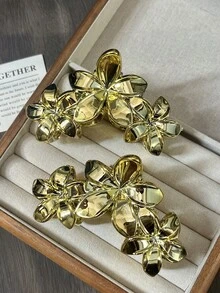 2pcs 11CM Women's Glossy Black Floral Hair Claw Clip, Hair Claw For Back Of Head Updo, Minimalist Beach Vacation Style Three-Flower Hair Clip, Gradient Color Elegant Versatile Hair Accessory, Suitable For Women's Daily, Party, Work, Travel - Multicolor - View 16