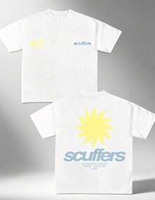 1-Pack Scuffers Vintage Cotton T-Shirt, Double-Sided Short-Sleeve Top For Country Music Concerts And Summer Urban Style, Men's T-Shirts - White - View 2