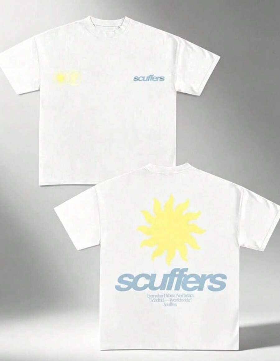 1-Pack Scuffers Vintage Cotton T-Shirt, Double-Sided Short-Sleeve Top For Country Music Concerts And Summer Urban Style, Men's T-Shirts