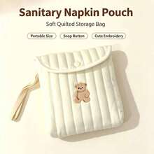1pc Cute Cartoon Embroidered Sanitary Pad Storage Bag, Large Capacity Portable Women's Period Pouch, Travel Gift For Girls - Multicolor - View 5