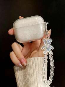 Funda de auriculares brillante con cadena de cristal de oso - Multicolor - Ver 2