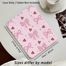 Pink Bow, Heart Pattern Painted Effect Tablet Protective Case With Stand, Compatible With Honor 8/9/10/X8/X8A/X9/X8Pro/X9Pro/ MatePad Se 11 Inch/MatePad 11 Inch/11.5 Inch/MatePad Pro And More/Apple 10th/11th Gen 2025 (A16)/ Galaxy Tab A7/A9 And Other Popular Models - Multicolor - View 3