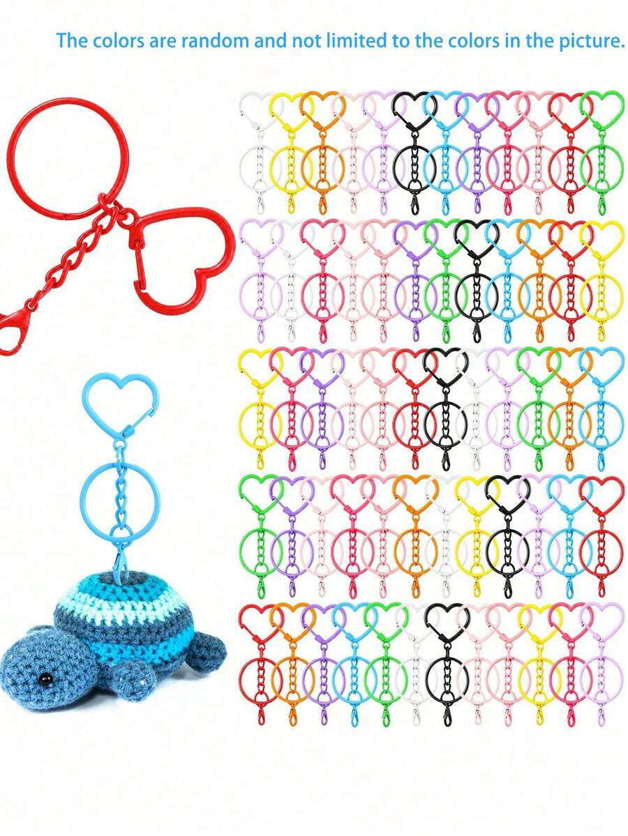 10/30/5件裝彩色旋轉扣龍蝦扣鑰匙圈DIY手工飾品製作套組,心形,聖誕禮物 - 彩色 - 查看 1