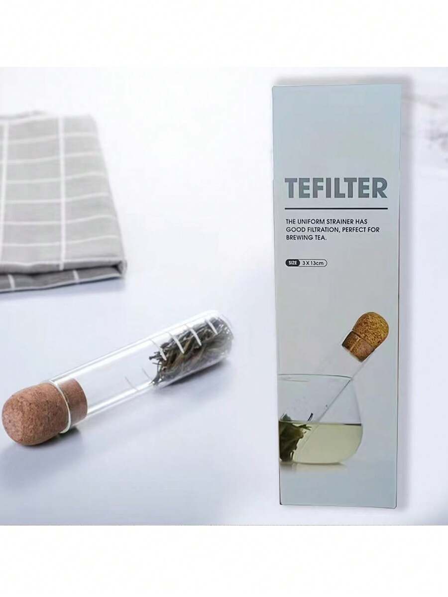2pcs Glass Tea Infuser With Cork Lid, Reusable Tea Strainer For Loose Leaf Tea, Perfect For Mugs & Teapots