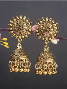 1pc Elegant Women's Earrings, Bohemian Style Earrings, Versatile Hollow Fashion Tassel Pendant Exaggerated Ear Hooks, Suitable For Women's Daily Wear And Party - Style a - View 8