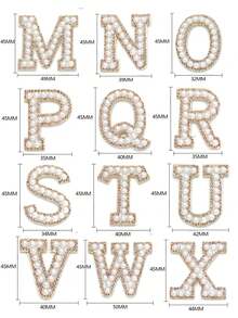 26pcs Faux Pearl Rhinestone Letter Patches, A-Z Alphabet, Pearl Rhinestone Applique, Sew-On Or Stick-On, DIY Name Patches For Clothing - Champagne - View 6