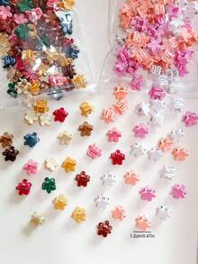 100PCS Girls Multi-Color Mini Plum Blossom Hair Claw Clips Basic Practical Hair Accessories For Ponytails And Bangs Hair Clips Headwear Student Gift Daily Use Hair Styling - Multicolor - View 5