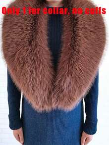 Faux Fur Collar Cuffs Set Winter Fluffy Shawl, 3 Options: Collar+Cuffs / Single Collar / Cuffs Only - Multicolor - View 19