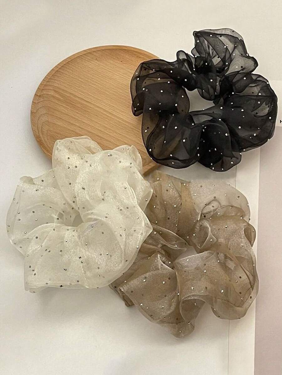 1件/2件/3件/4件 白色水鑽裝飾大號髮圈 彈性布製髮帶 婚禮約會派對用韓式中式日式髮飾 精美高級奢華高品質 - 彩色 - 查看 1