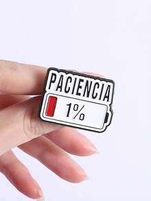 Paciencia 1% Low Battery Brooch – Funny Spanish Quote Enamel Lapel Pin For Men Jacket - Multicolor - View 4