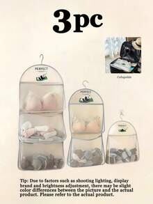 2pcs/3pcs Panda Theme Nylon Hanging Storage Bag, Panda Underwear & Socks Organizer Bag, Socks Storage Bag, Clear Visibility, Easy Access. Breathable Mesh Or Net Design, Internal Items Clearly Visible. No Need To Rummage Through Boxes, Especially Suitable For Morning Rush. Large Opening Design, Easy To Place And Take Out Items. Washable, Easy To Clean, Keep Hygienic. Suitable For Student Dorms/Shared Living Spaces With Limited Space. This Hanging Bag Can Perfectly Utilize Vertical Space Behind Doors Or Beside Beds, Solving The Storage Problem Of Small Items. - Multicolor - View 12