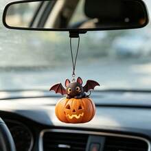 1pc 2D Acrylic Flat Cute Bat Pumpkin Car Rearview Mirror Hanging Ornament/Backpack Charm/Halloween Small Gift/Landscape Decoration Hanging Ornament - Bat Hanging Ornament - View 1