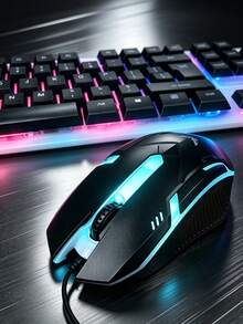 Kombo Keyboard dan Mouse Gaming Berkabel, Keyboard Mekanik dengan Lampu Latar LED RGB Pelangi, Mouse Gaming Ergonomis, USB Plug and Play, Anti Percikan Air, 104 Tombol, Tutup Tombol Mengambang, Set Gaming untuk PC, Laptop, Desktop, Gamer, E-Sports, Kantor - View 5