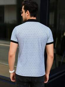 Men's Summer Fashion Versatile Fine Dotted Print Pocket Polo Shirt - Multicolor - View 2