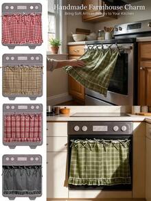 Penutup Oven Gaya Rumah Pertanian Buatan Tangan, Penutup Oven Tahan Panas dengan Tepi Bergelombang dan Tali Pengikat, Gaya Pedesaan, Dapat Dipasang untuk Menyembunyikan Barang-Barang yang Berantakan, Cocok untuk Kompor dengan Tali Pengikat, Trim Bergelombang, Cocok untuk Semua Model Oven, Perlengkapan Dapur Dekorasi Rumah - MultiWarna - View 3