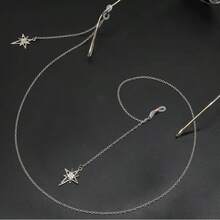 復古水鑽星星吊墜眼鏡口罩鍊 金屬透明防滑固定式 時尚優雅女性閱讀眼鏡配件 - 常規款 - 查看 9