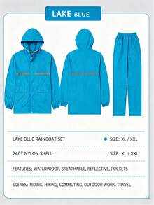 1 Set Women's Raincoat Jacket Unisex Split Raincoat & Rain Pants, Heavy Rain Protection, For Cycling, Electric Scooter, Outdoor Work, Spring, Polyester - Multicolor - View 6