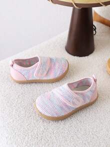1 Pair Kids Summer Candy Color Unisex Lightweight Hook & Loop Soft Sole Breathable Shoes - Pink - View 3